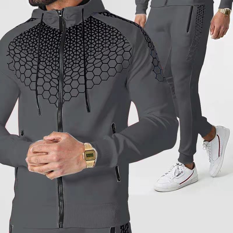 Amazon New European And American Hooded Sportswear Men's Jacket Casual Trousers Suit Foreign Trade Source Factory Direct Supply