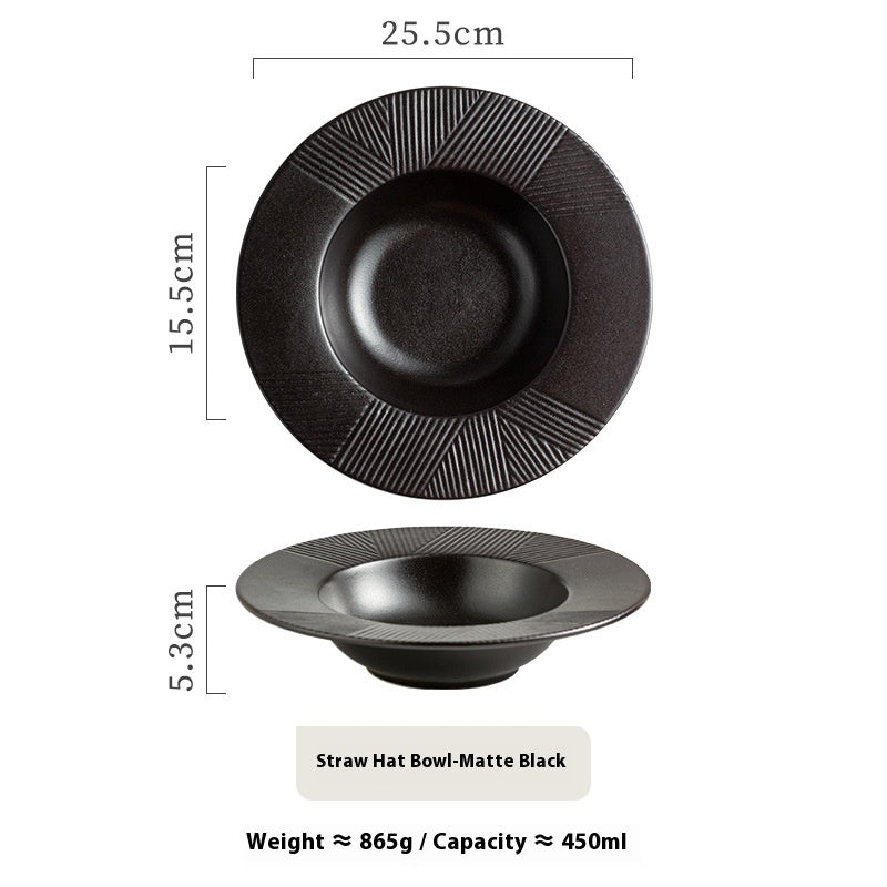 Table-mounted Thick Soup Deep Plates Straw Hat Bowl Pasta Dish