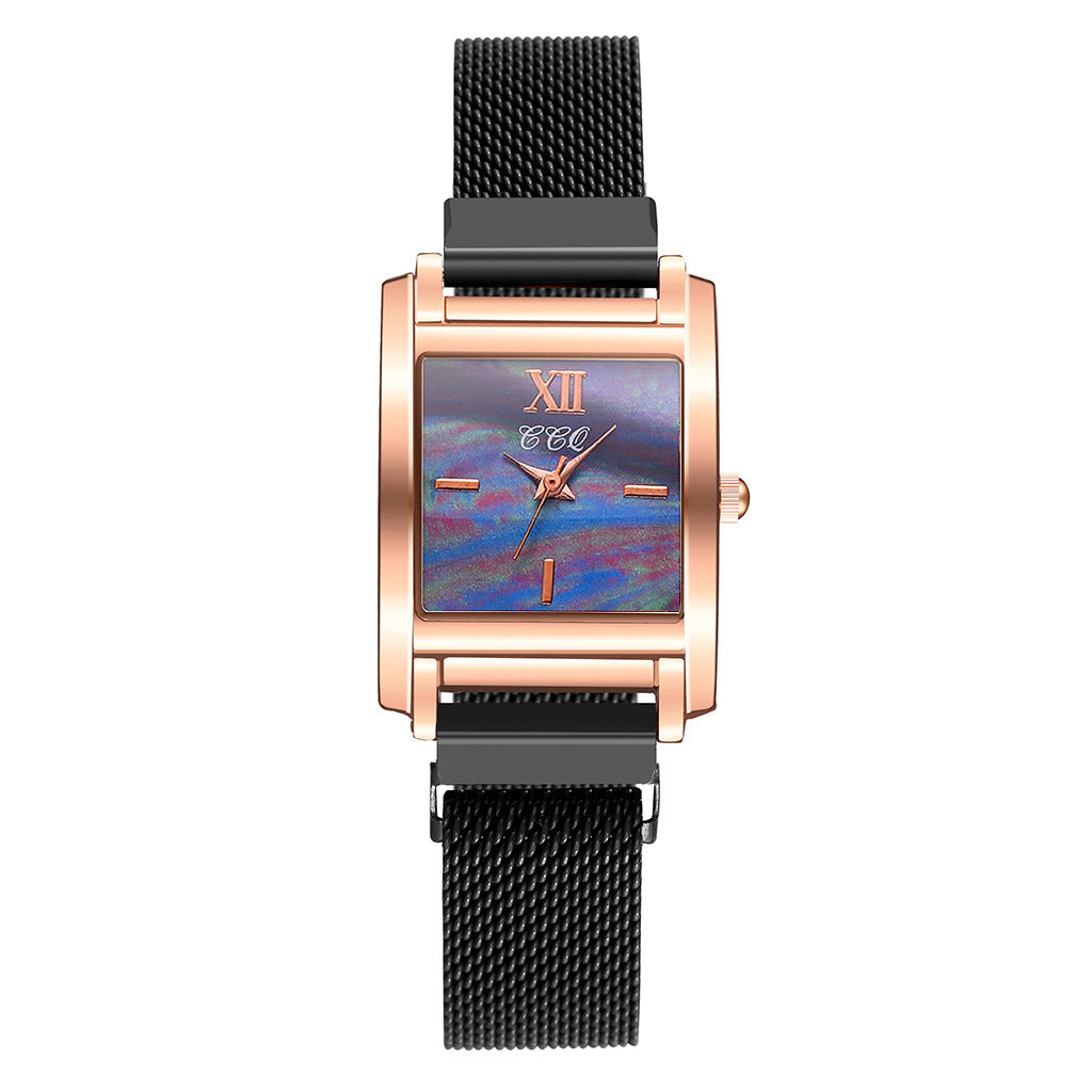Creative rose gold square dial all-match watch