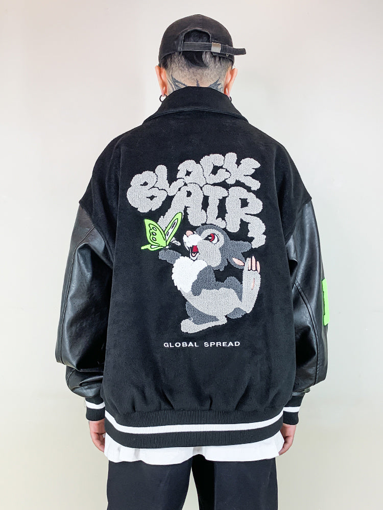 Lapel Baseball Jacket Men's Tide Brand Bf Lazy Style Stitching Jacket