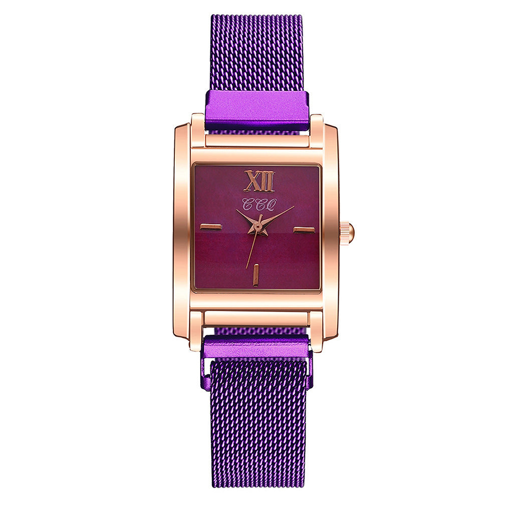 Creative rose gold square dial all-match watch