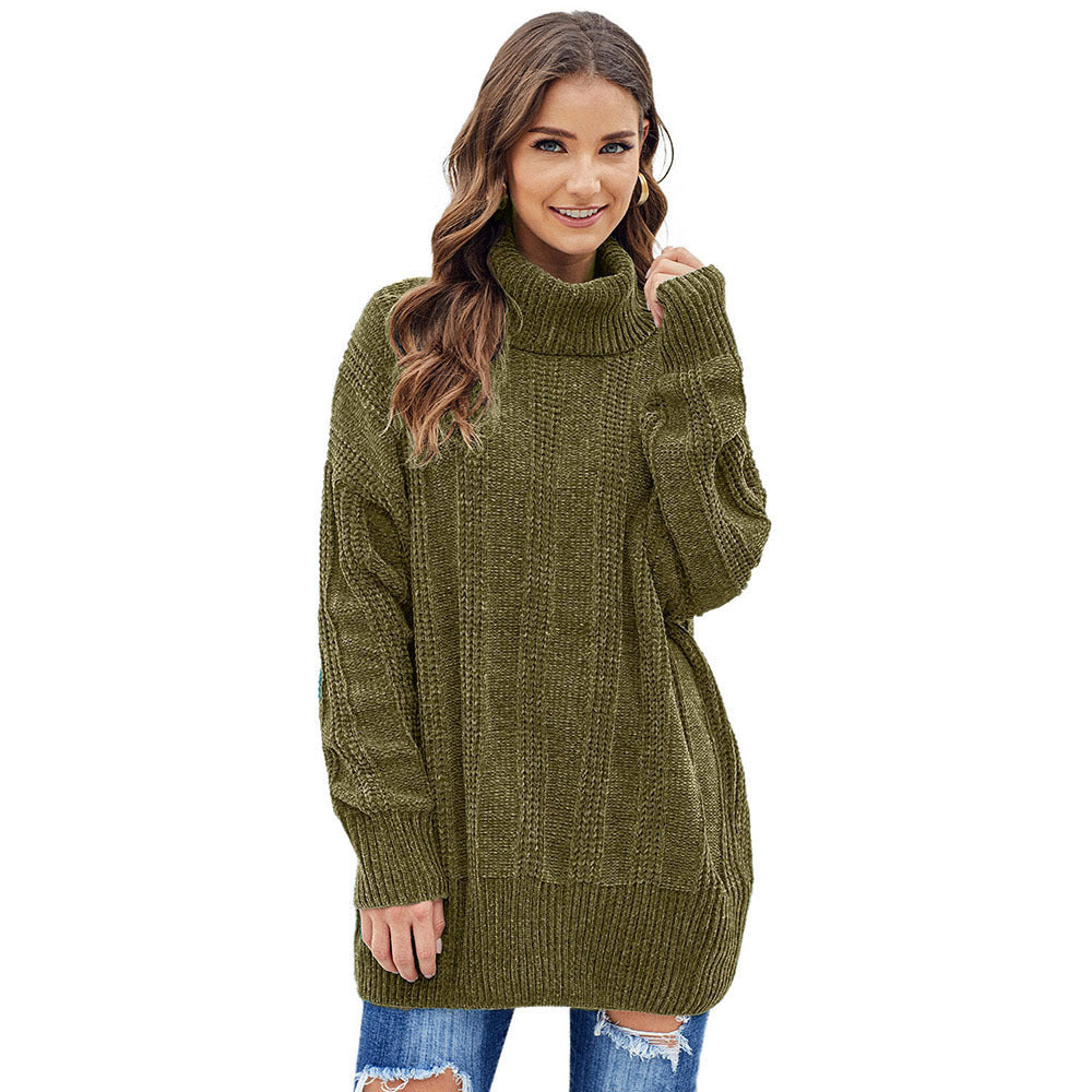 Turtleneck pullover long sleeve sweater women