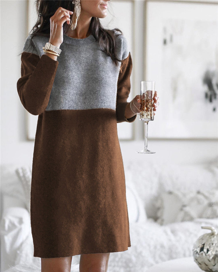 Women Net Red Woolen Sweater Dress
