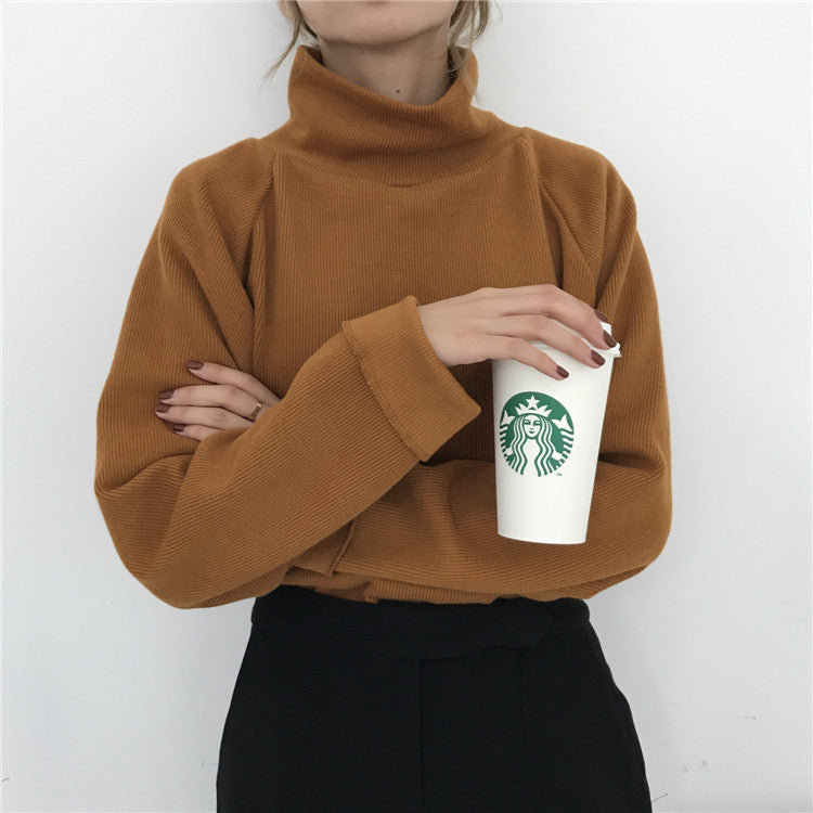 Turtleneck sweater women lazy Korean style