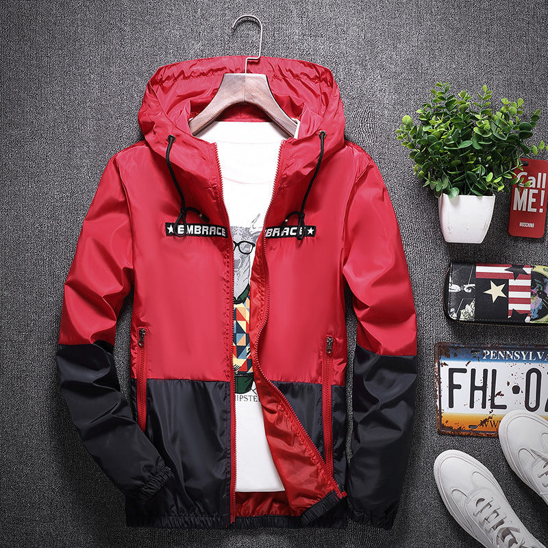 Slim-fit hooded jacket outdoor casual windbreaker