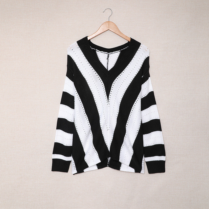 Casual V-neck Loose Sweater Women