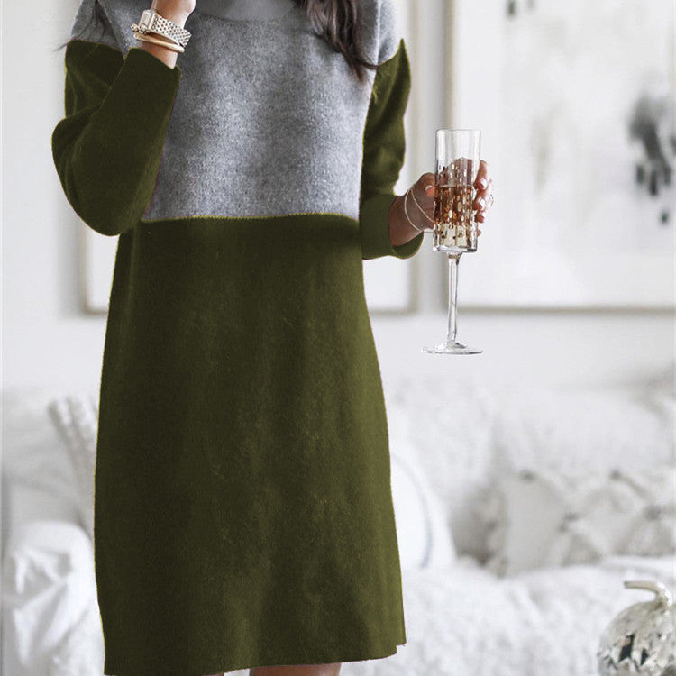 Women Net Red Woolen Sweater Dress