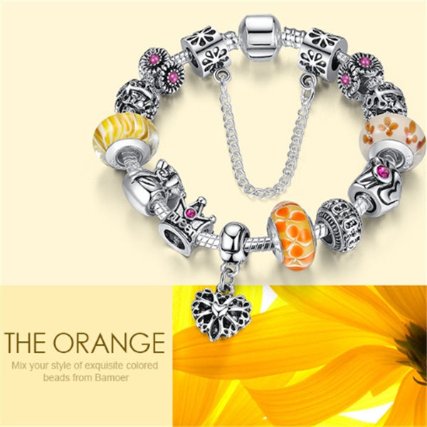 Glass beads alloy bracelet