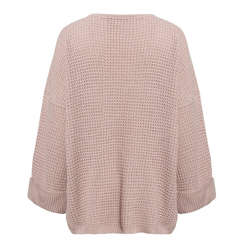 Casual Pocket Knitted Women Pullover Sweater