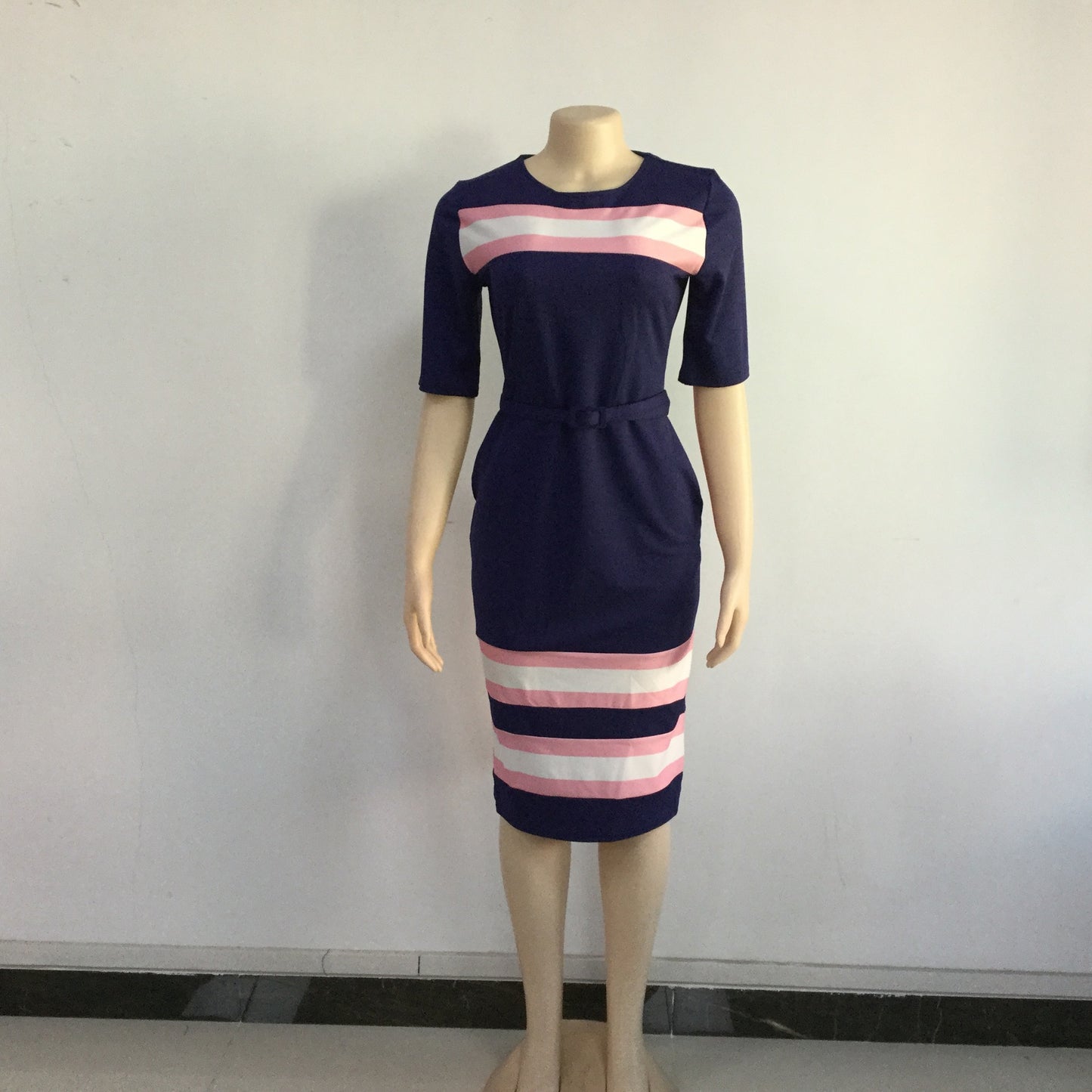 African Large New Striped Print Dress Set