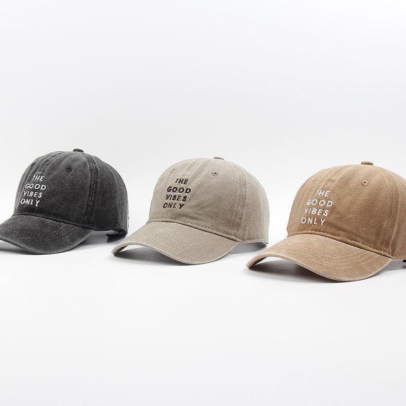 Washed New THE GOOD VIBES ONLY Dad Hat Men Women Cotton Baseball Cap Bone Snapback Cap Hats Bone Garros Wholesale