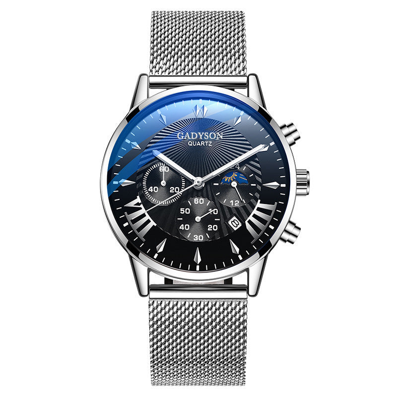 Luminous Fake Three-Eye Quartz Watch Male Student Korean Fashion Men'S Watch