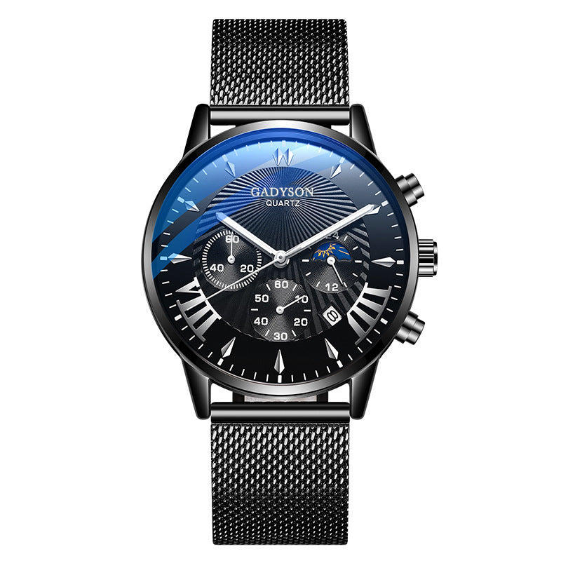 Luminous Fake Three-Eye Quartz Watch Male Student Korean Fashion Men'S Watch
