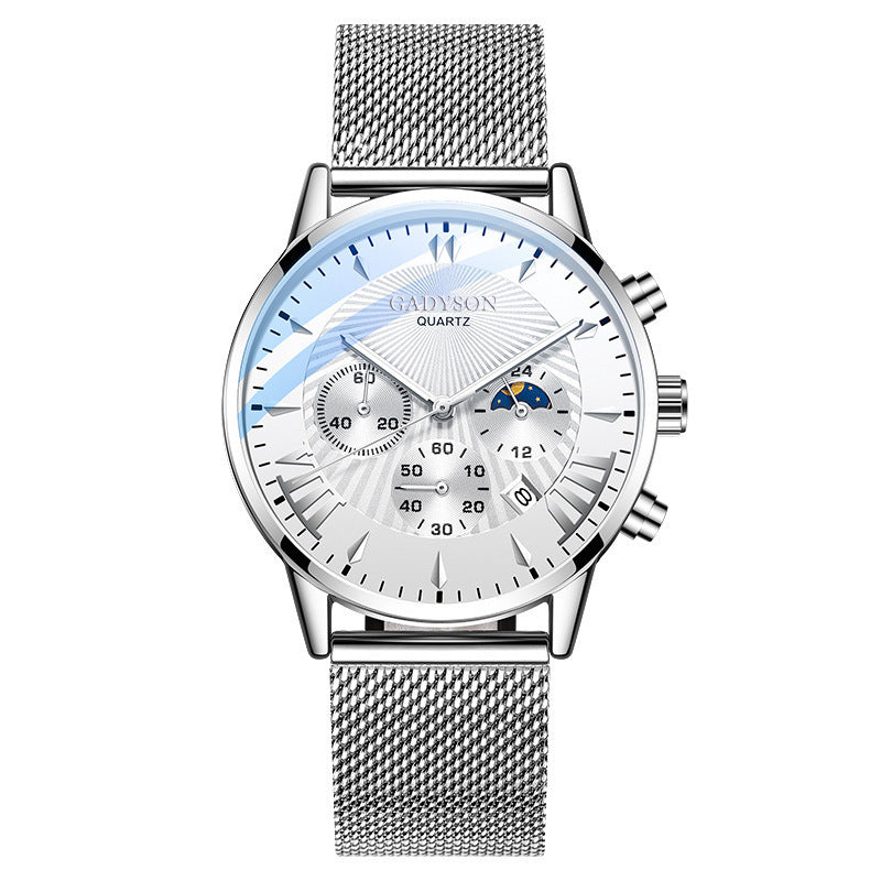 Luminous Fake Three-Eye Quartz Watch Male Student Korean Fashion Men'S Watch