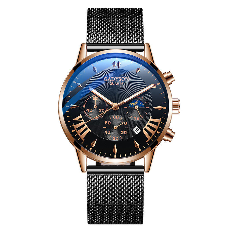 Luminous Fake Three-Eye Quartz Watch Male Student Korean Fashion Men'S Watch