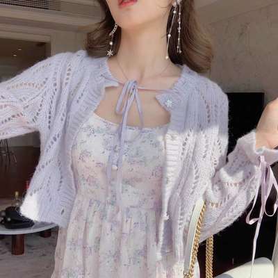 Hollow Mohair Cardigan Sweater Coat Women