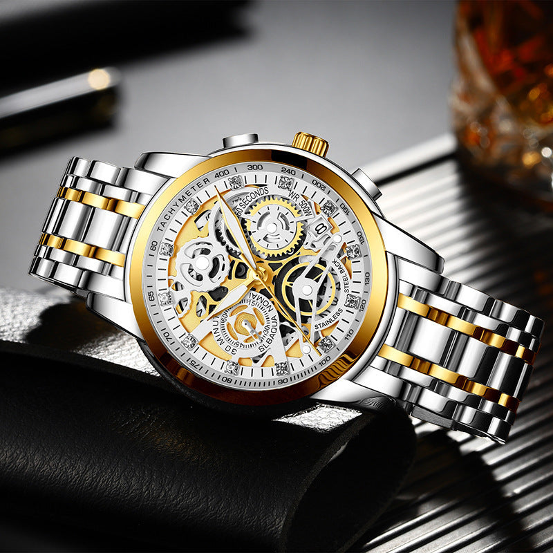 Men's Hollow Steel Band Quartz Watch Luminous