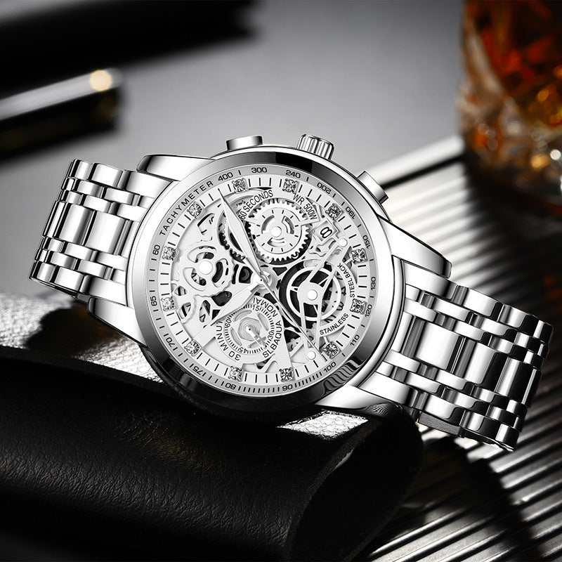 Men's Hollow Steel Band Quartz Watch Luminous
