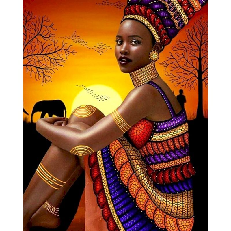 African Woman Portrait Digital Painting DIY