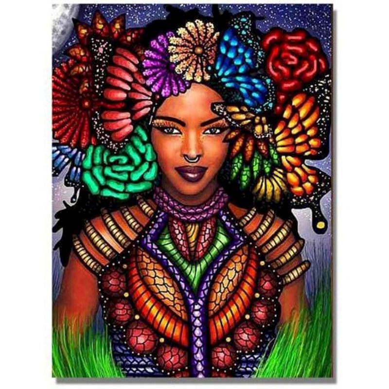 African Woman Portrait Digital Painting DIY