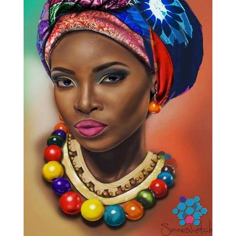 African Woman Portrait Digital Painting DIY