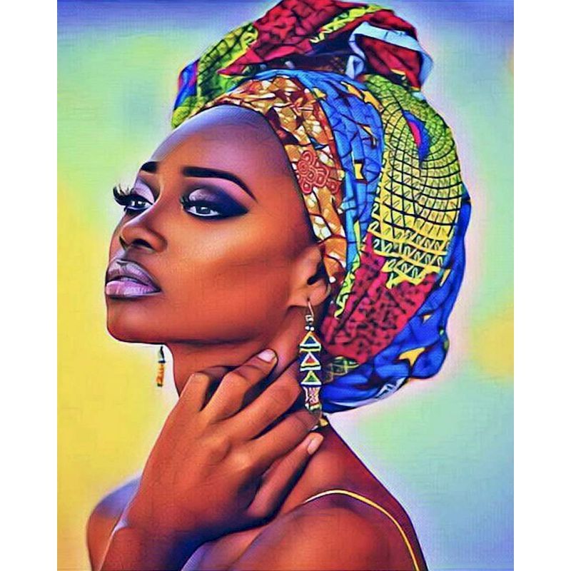 African Woman Portrait Digital Painting DIY