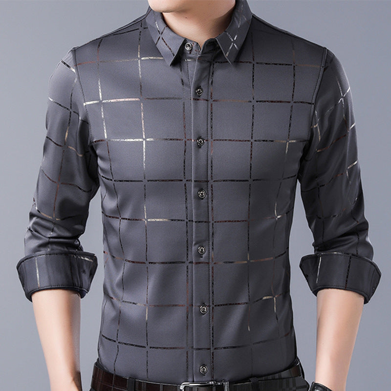 Fall men's checked long-sleeve shirts