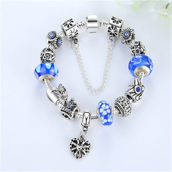 Glass beads alloy bracelet
