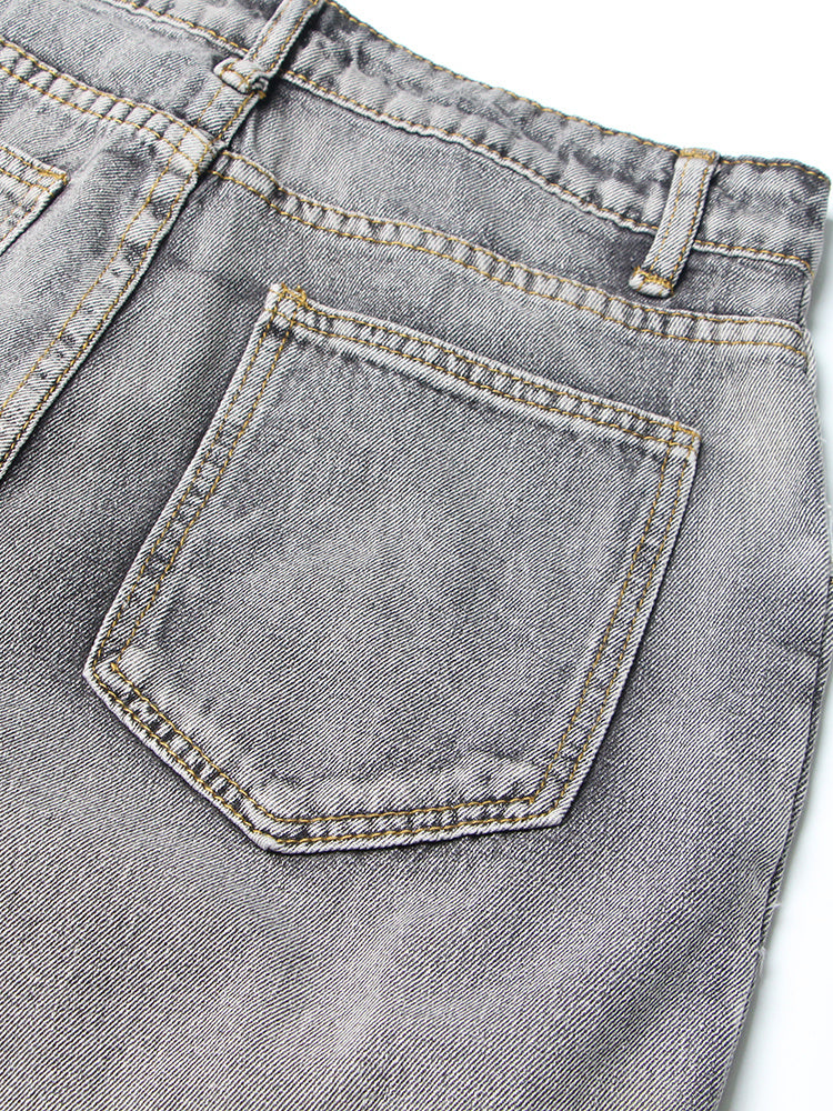 Retro Tie-dyeing Gradient Washed-out Jeans Woman