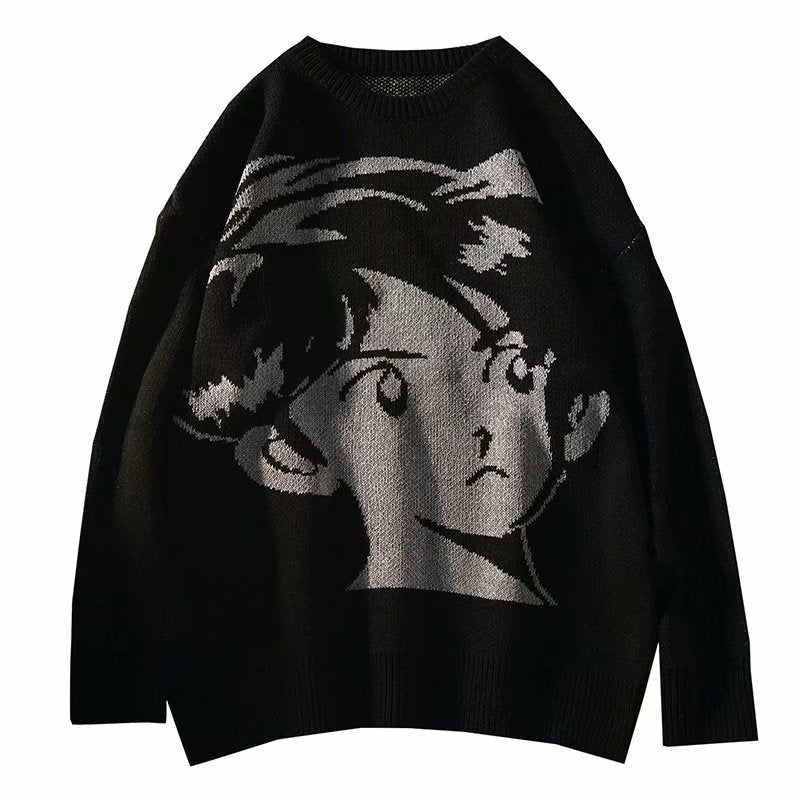 Retro Streetwear Knitted Pullover Autumn And Winter Loose Thick Warmth Hip-hop Pullover Men's Shirt