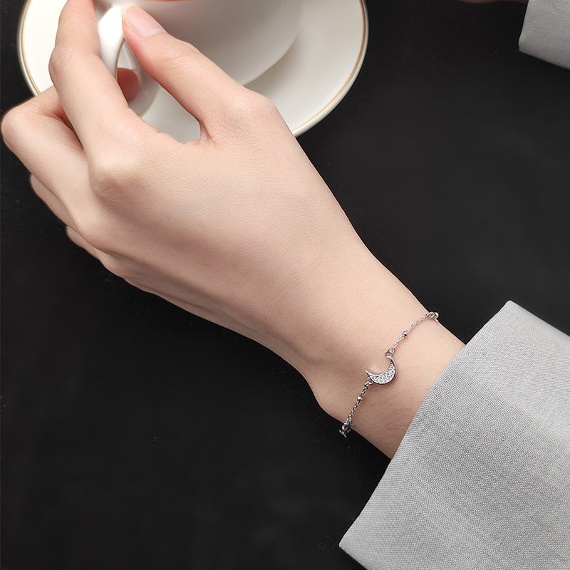 Moon small silver beads bracelet
