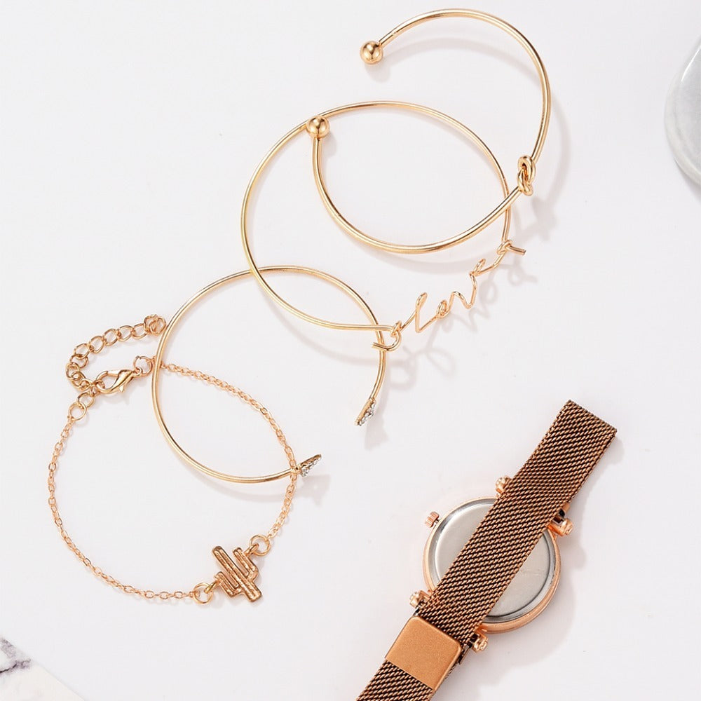 Milan strap magnet buckle quartz watch