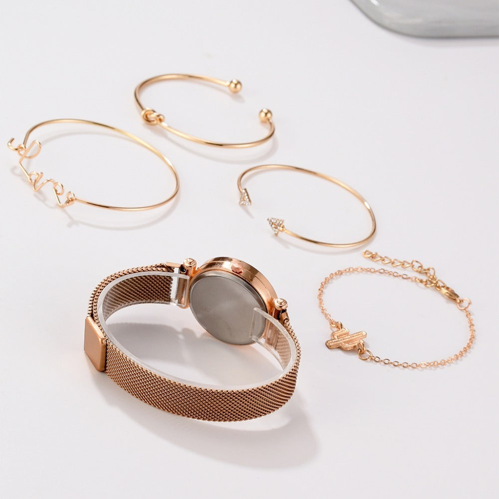Milan strap magnet buckle quartz watch