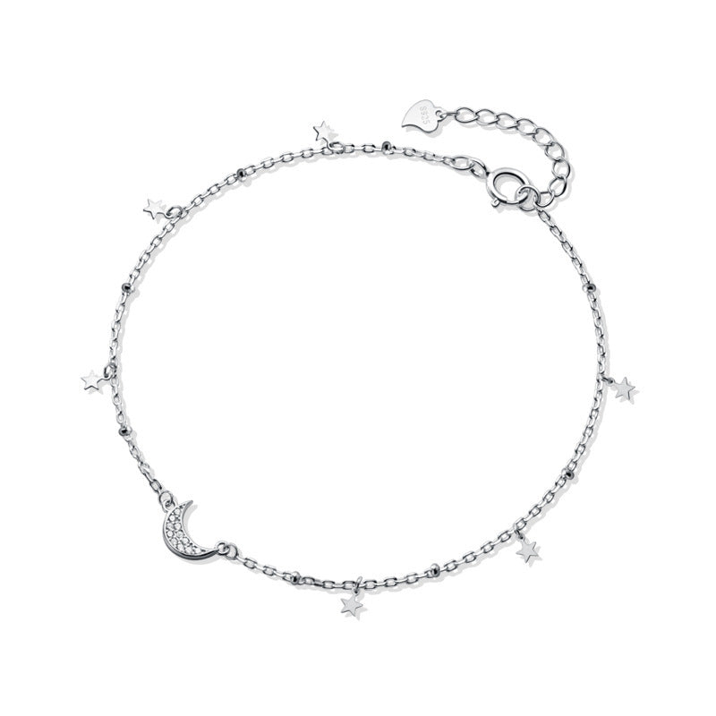 Moon small silver beads bracelet