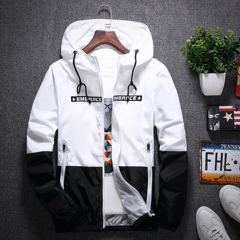 Slim-fit hooded jacket outdoor casual windbreaker