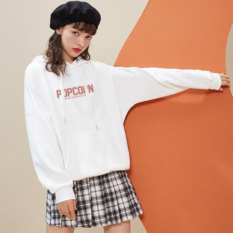 Women trendy fashion letter hooded sweater