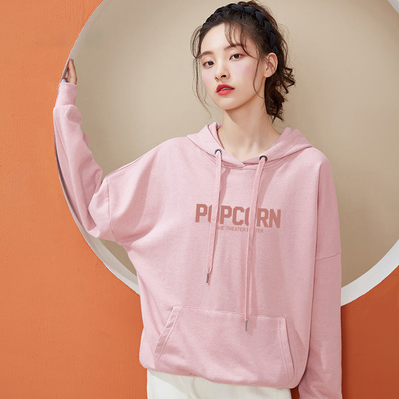 Women trendy fashion letter hooded sweater