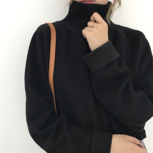 Turtleneck sweater women lazy Korean style