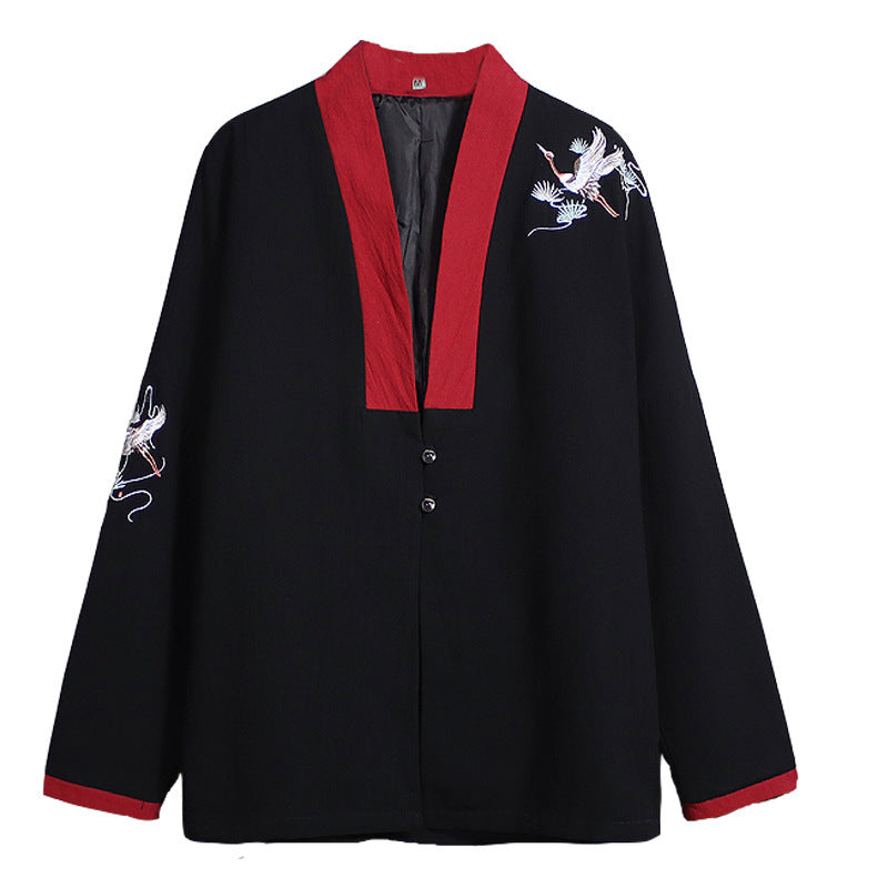 Embroidered cotton linen linen hanfu men