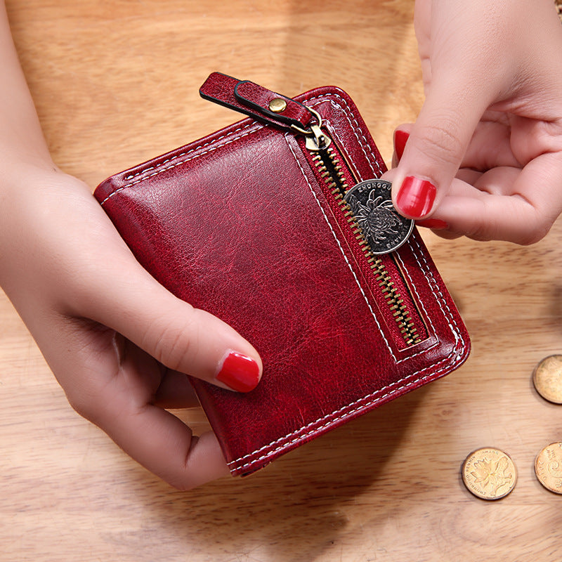 Ladies Short Vintage Coin Purse Thin Wallet