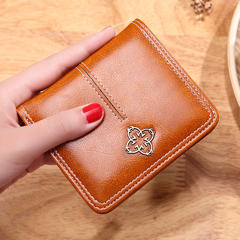 Ladies Short Vintage Coin Purse Thin Wallet