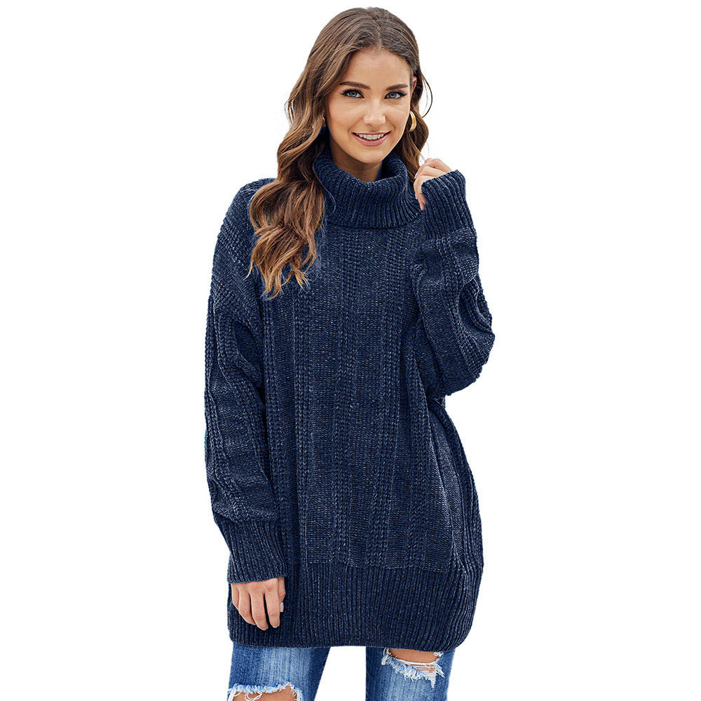 Turtleneck pullover long sleeve sweater women