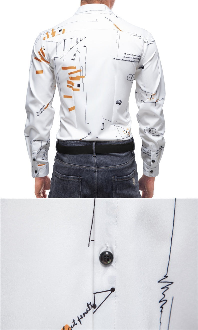 New Men's Shirts Casual Printed White