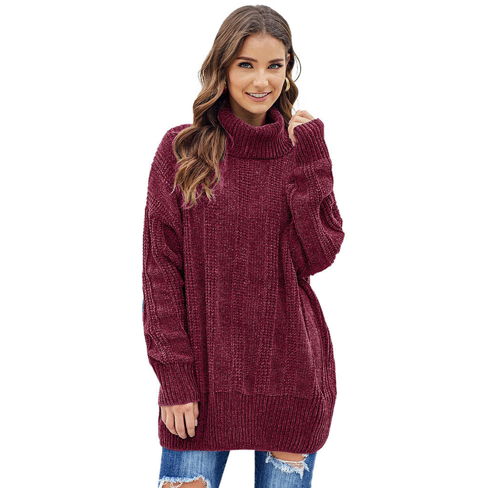 Turtleneck pullover long sleeve sweater women