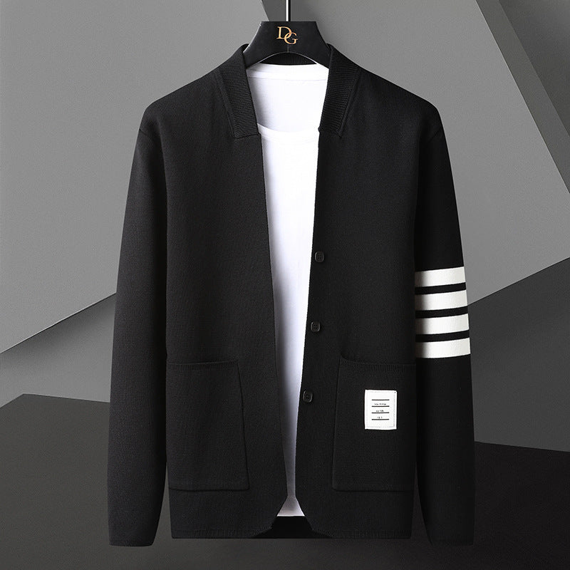 Men's Long-sleeved Knitted Cardigan Sweater