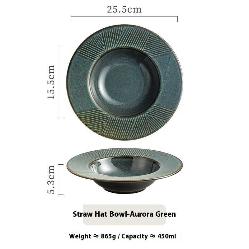 Table-mounted Thick Soup Deep Plates Straw Hat Bowl Pasta Dish