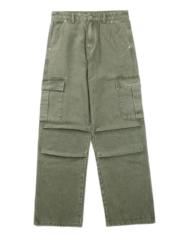 Knee Pleated Design Leisure Cargo Trousers Men