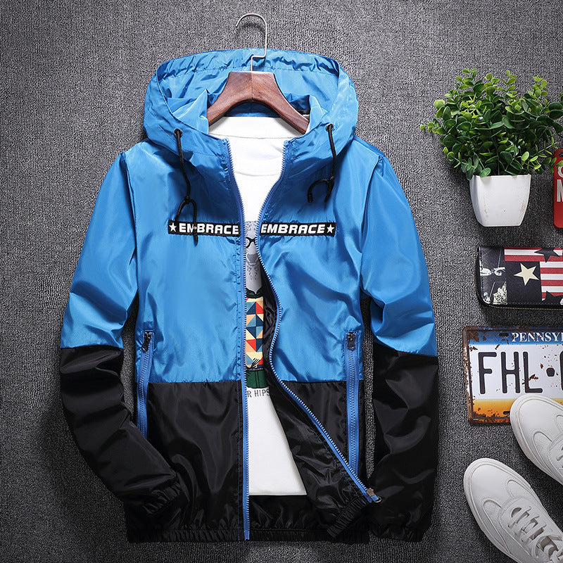Slim-fit hooded jacket outdoor casual windbreaker