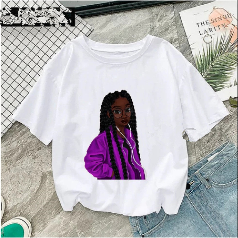 African girl print short sleeve