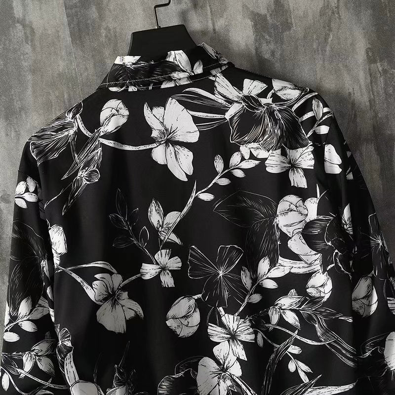 Ruffian Handsome Long-sleeved Floral Shirt Men's Casual Loose Trend